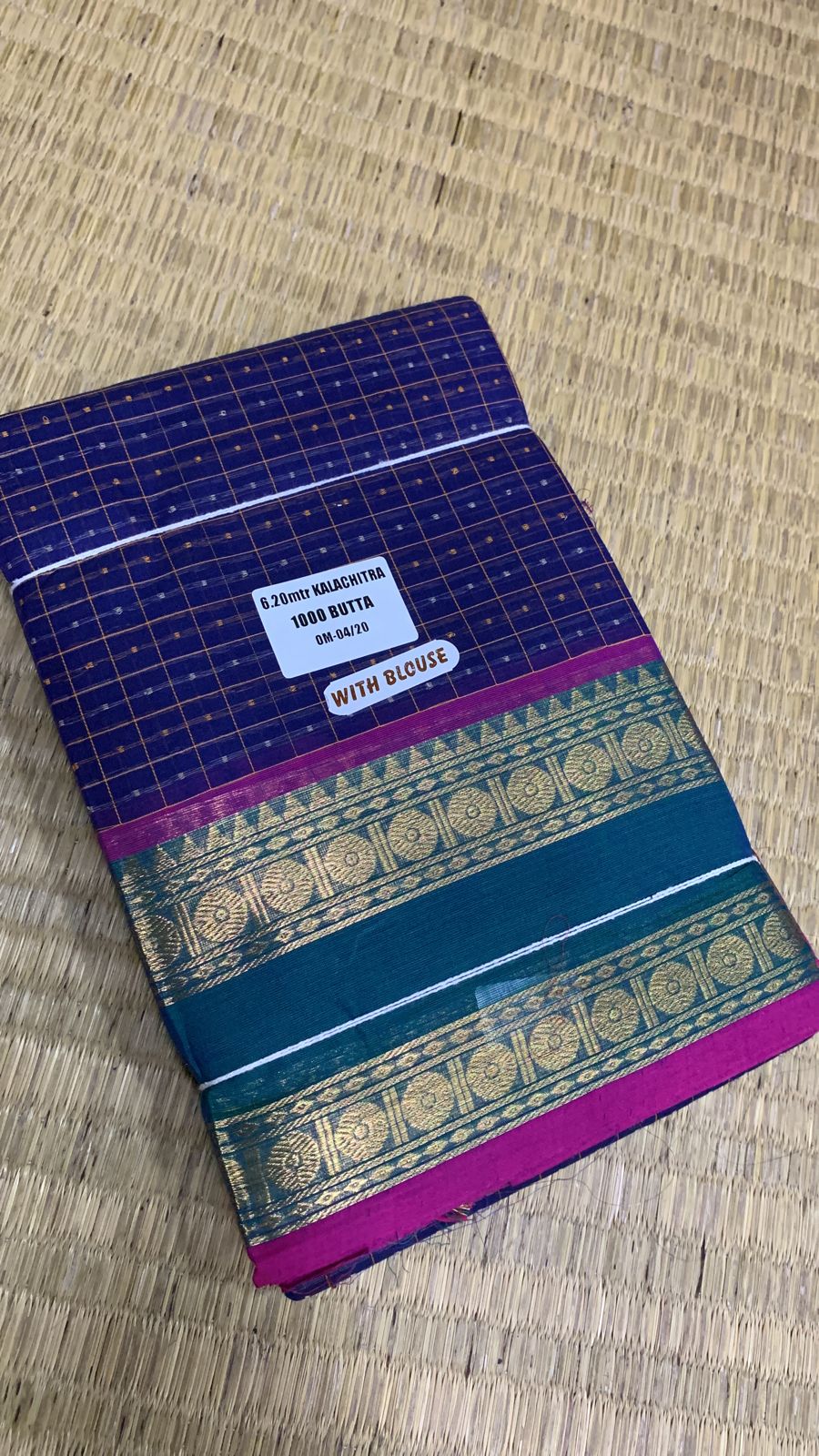 Handloom kanji cotton 1000 butts n royal blue color