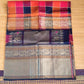 Pure silk cotton Saree with checked pattern with Navy blue and Orange Color