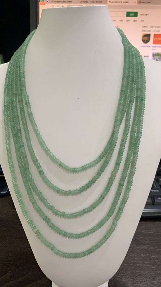 Jewellery Natural Stone Beads in five layers in jade green