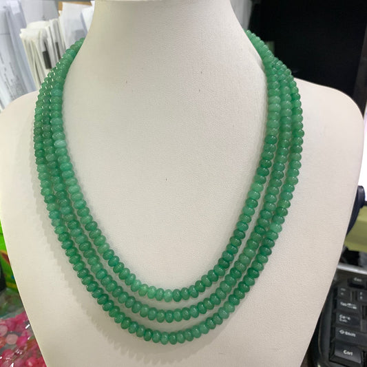 Jewellery Natural Stone Beads in three layer jade in green cylinder 