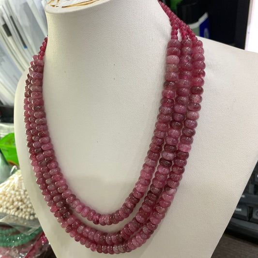 Jewellery Natural Stone Beads in three layer jade in wine colour cylinder