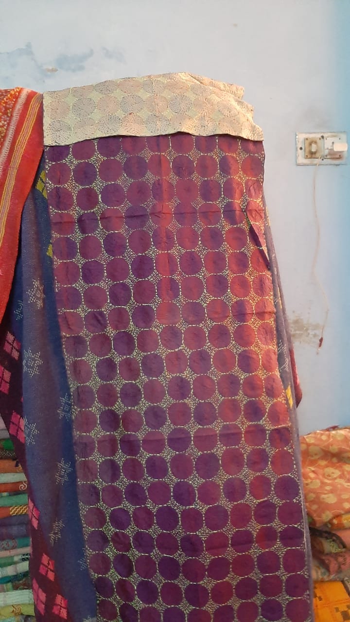 Kantha Stitch dupatta in silk