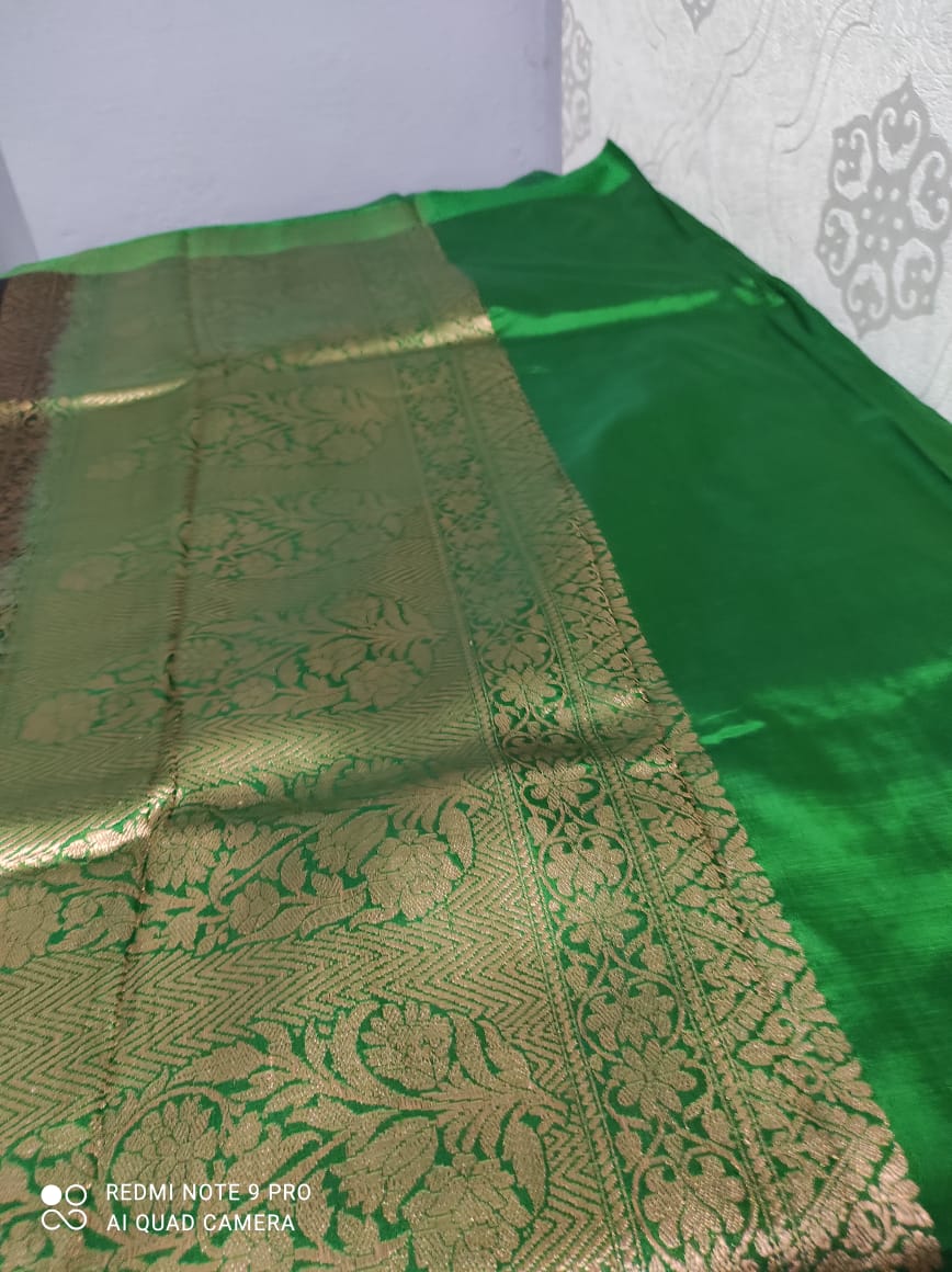 Tussar Banarasi kadva butta saree in blue and green