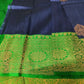 Tussar Banarasi kadva butta saree in blue and green