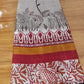 Hand block pure tussar Saree in ivory back with maroon