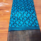 Pure tussar zari Saree hand block printed in full body in feroza Bluecolor