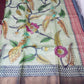 Pure Zari tussar silk saree silk saree in kalamkari hand painted in olive green color pattu saree