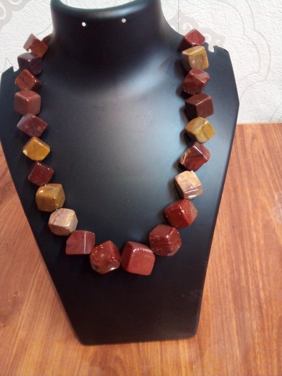 Jewellery sand color square shaped natural Stone necklace