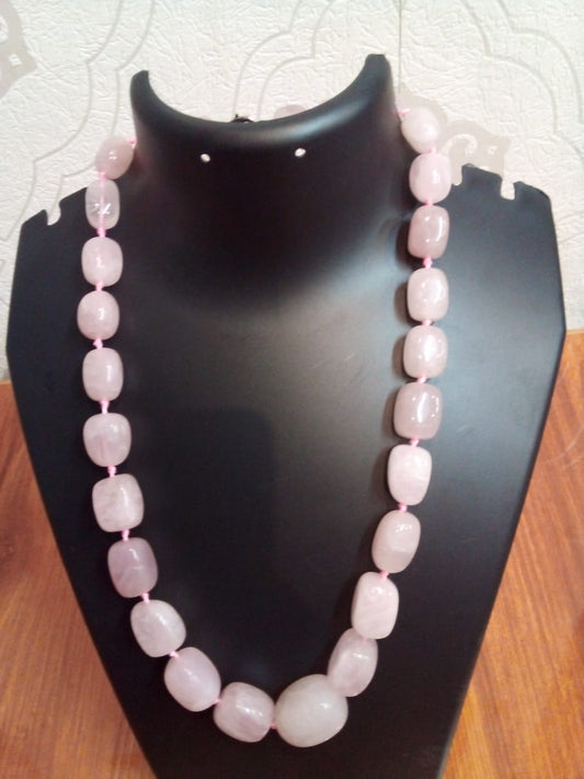 Jewellery pink rose quartz natural Stone necklace