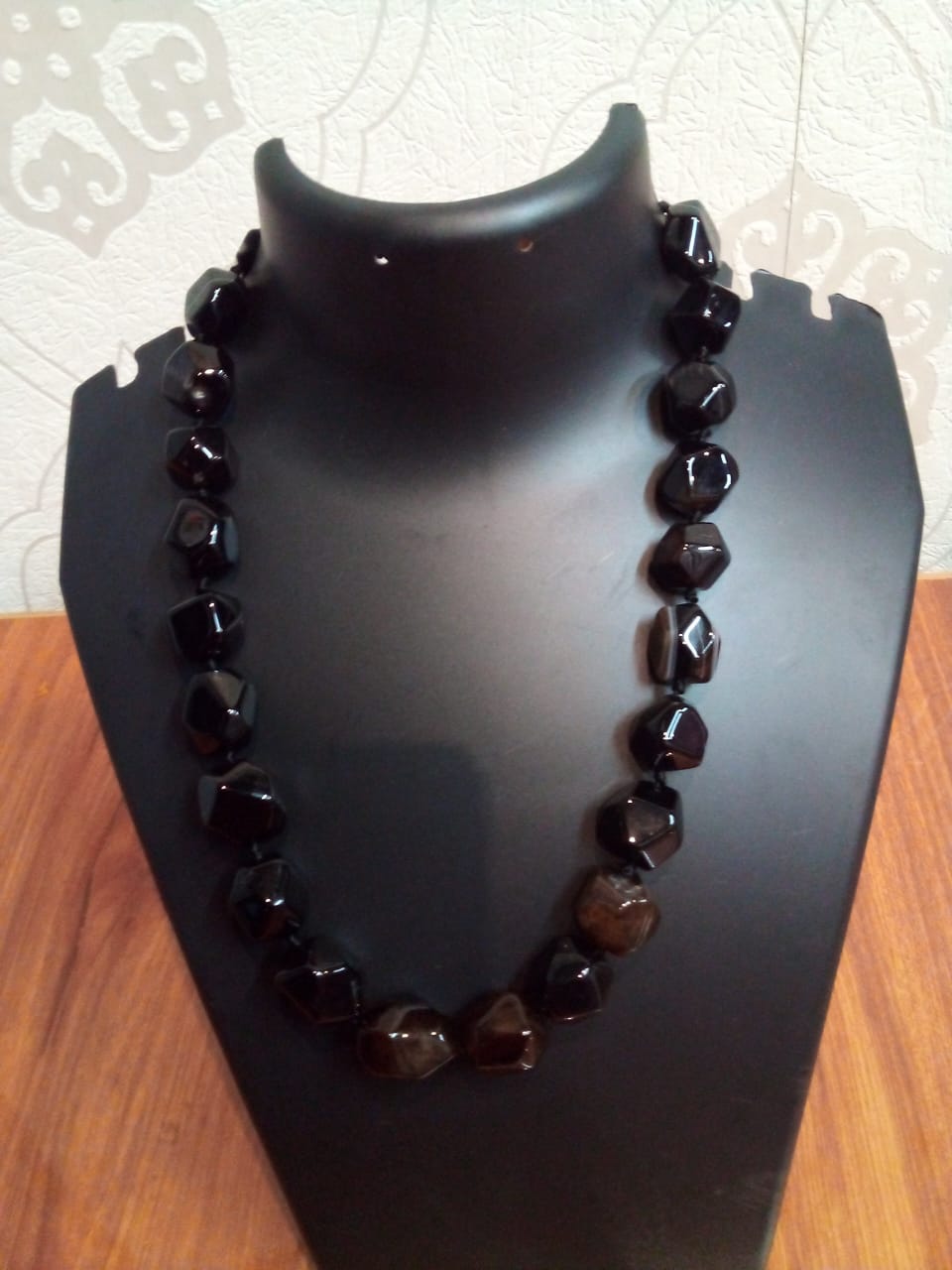 Jewellery dark brown square shaped natural Stone necklace