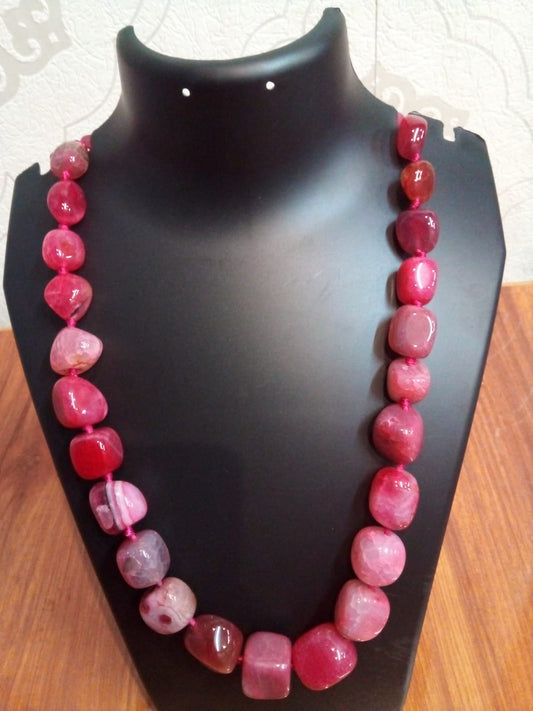 Jewellery pinkish red natural Stone necklace 