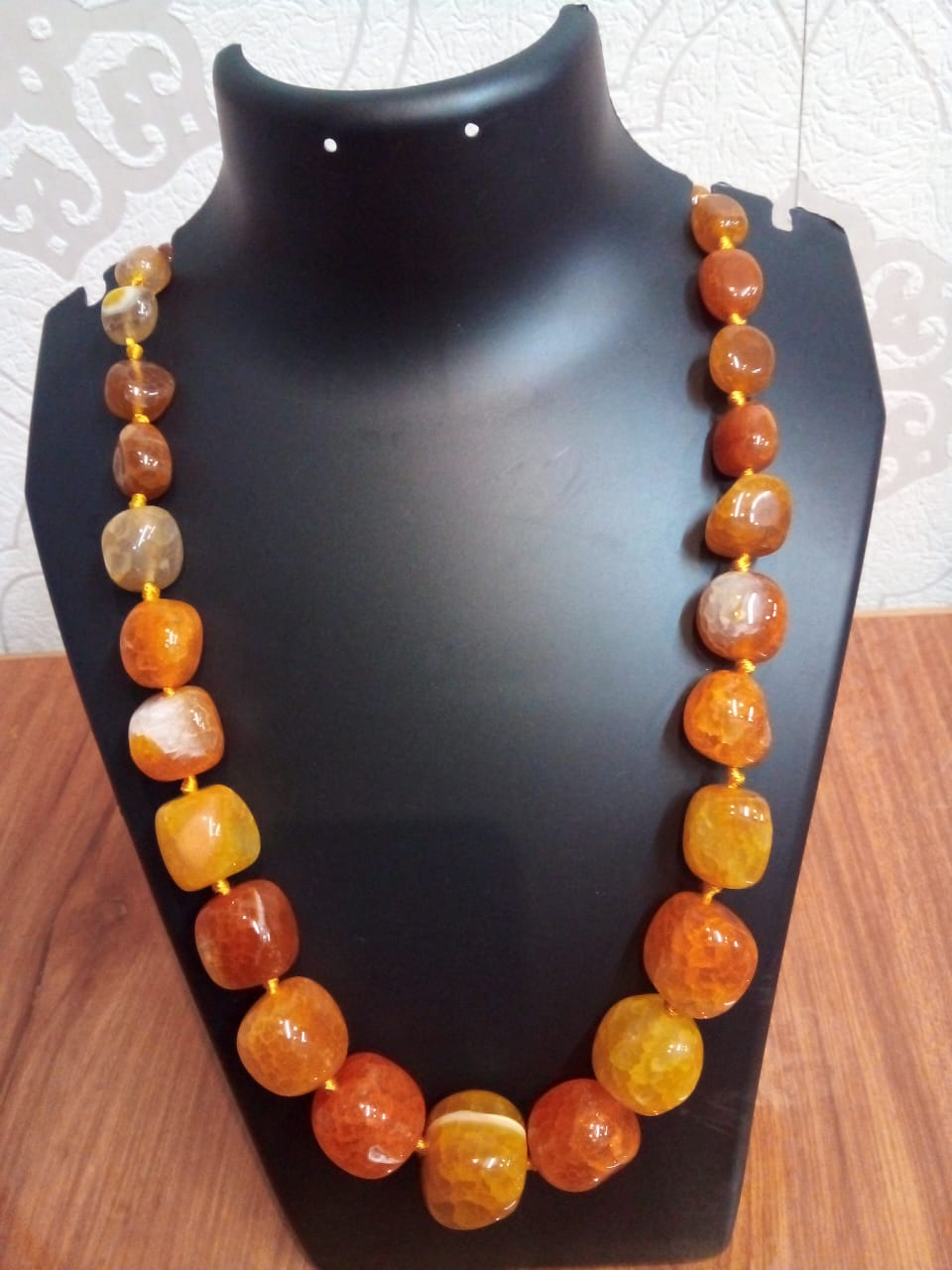 Jewellery orange color natural Stone necklace