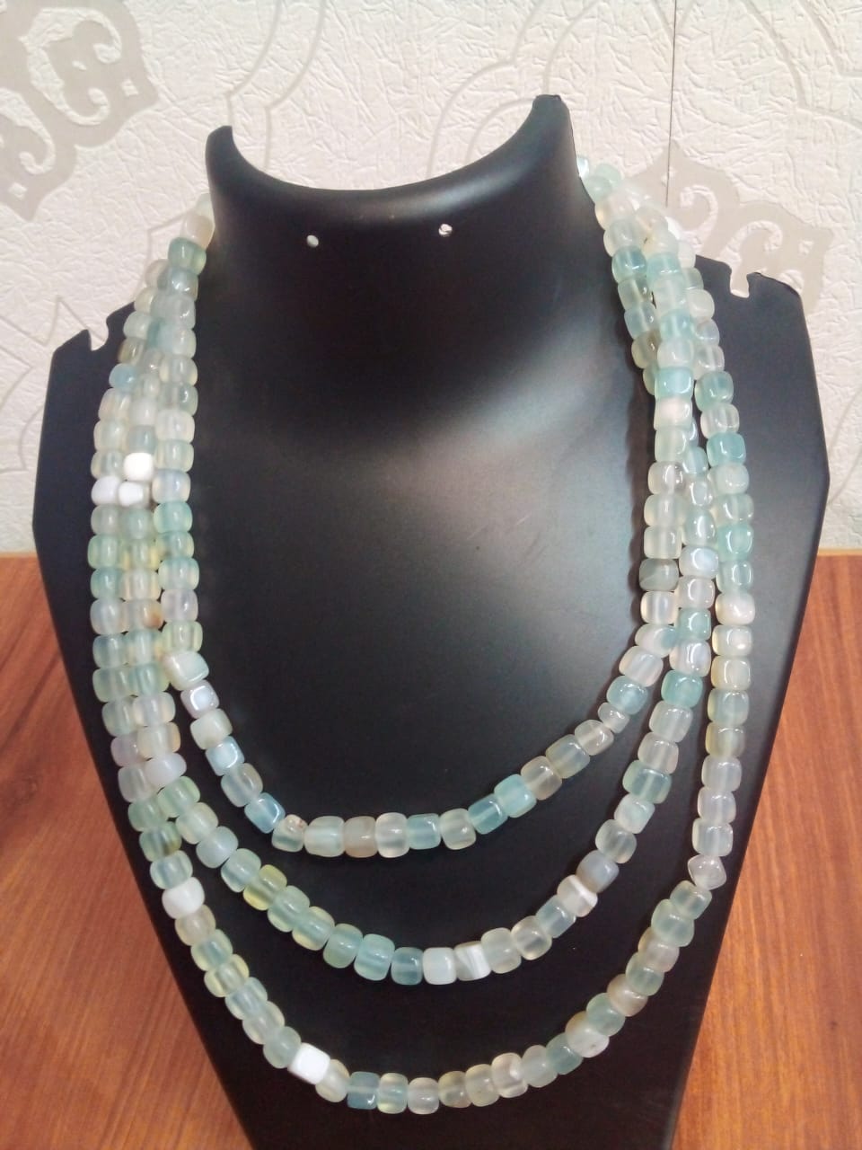 Jewellery snow blue natural Stone three layers chain