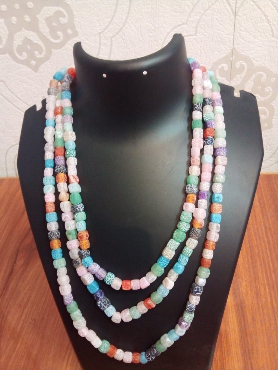 Jewellery pastal color multiple colors natural Stone three layers chain