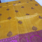 Tussar Banarasi yellow with pink color elegant saree