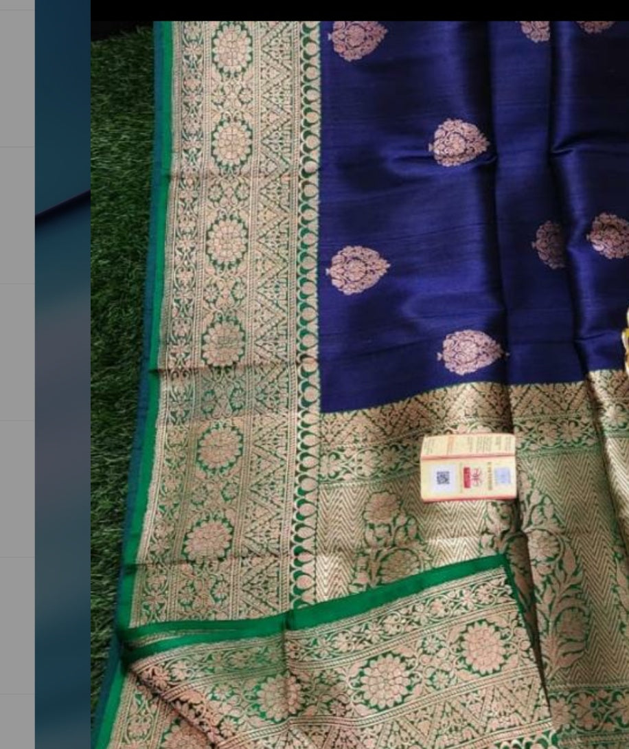 Tussar Banarasi kadva butta saree in blue and green