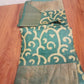 Pure zari tussar Saree hand printed saree in olive green