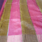 Pen Kalamkari in Pure Zari Tussar Saree yellow color with womens story achal